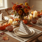 5pcs Gingham Checkered Napkin - Beige & White Fall Setting