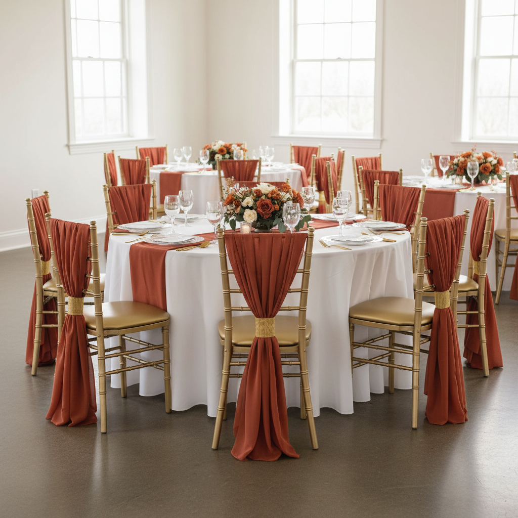 5pcs Pack of Chiffon Chair Sashes/Ties 19