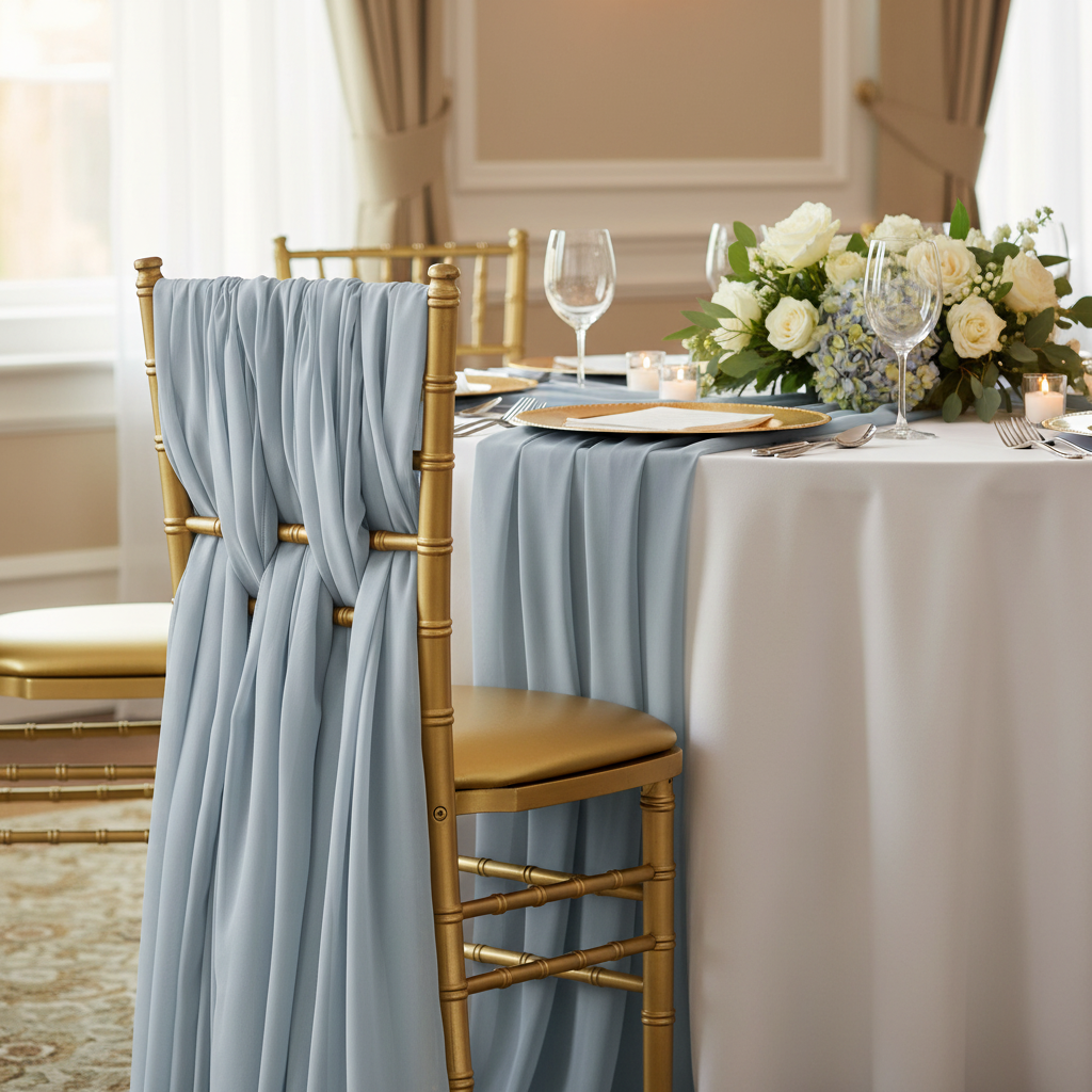5pcs Pack of Chiffon Chair Sashes/Ties 19