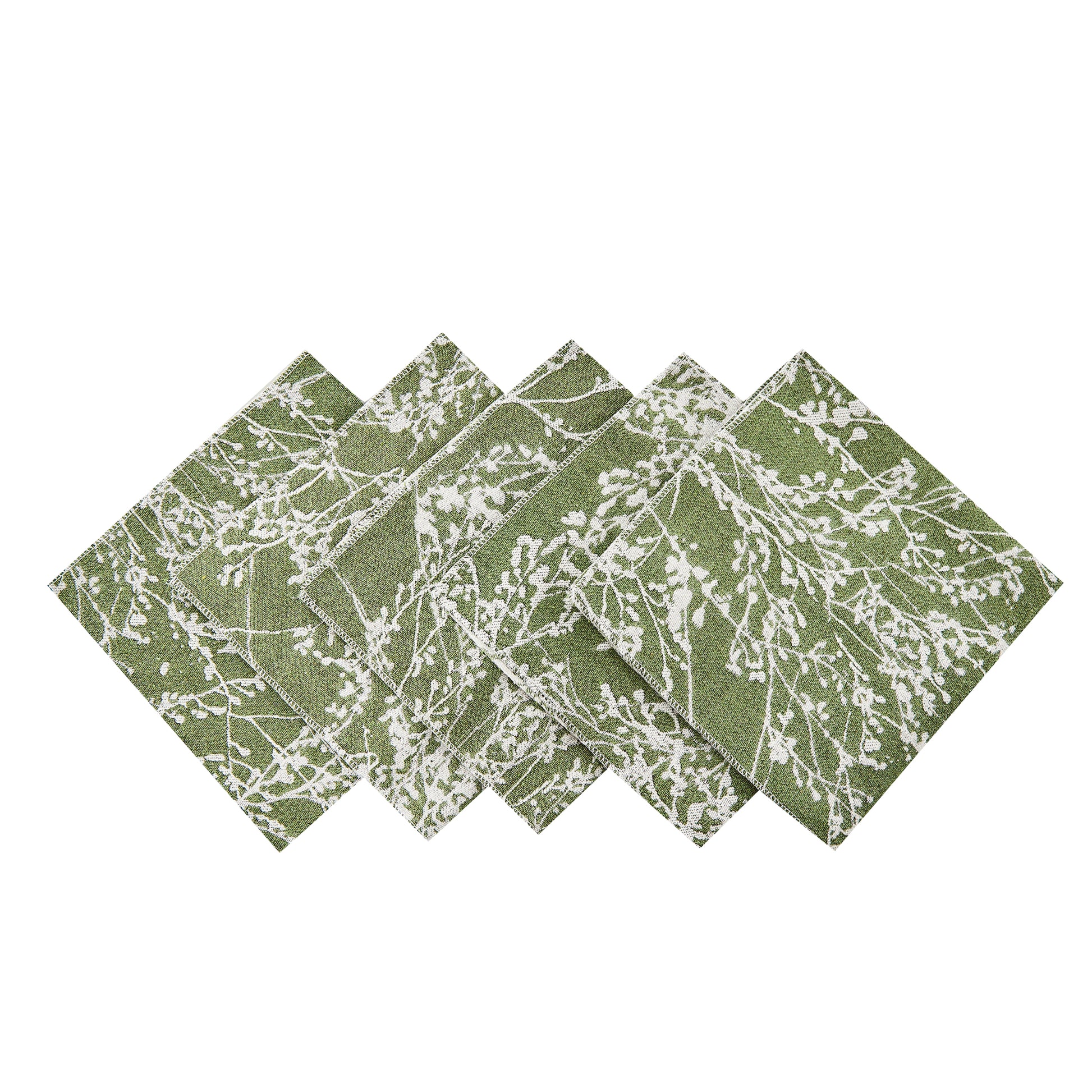 5 pcs/pk Leaf Branch Reversible Jacquard Napkin 20"x20" - Olive Green 