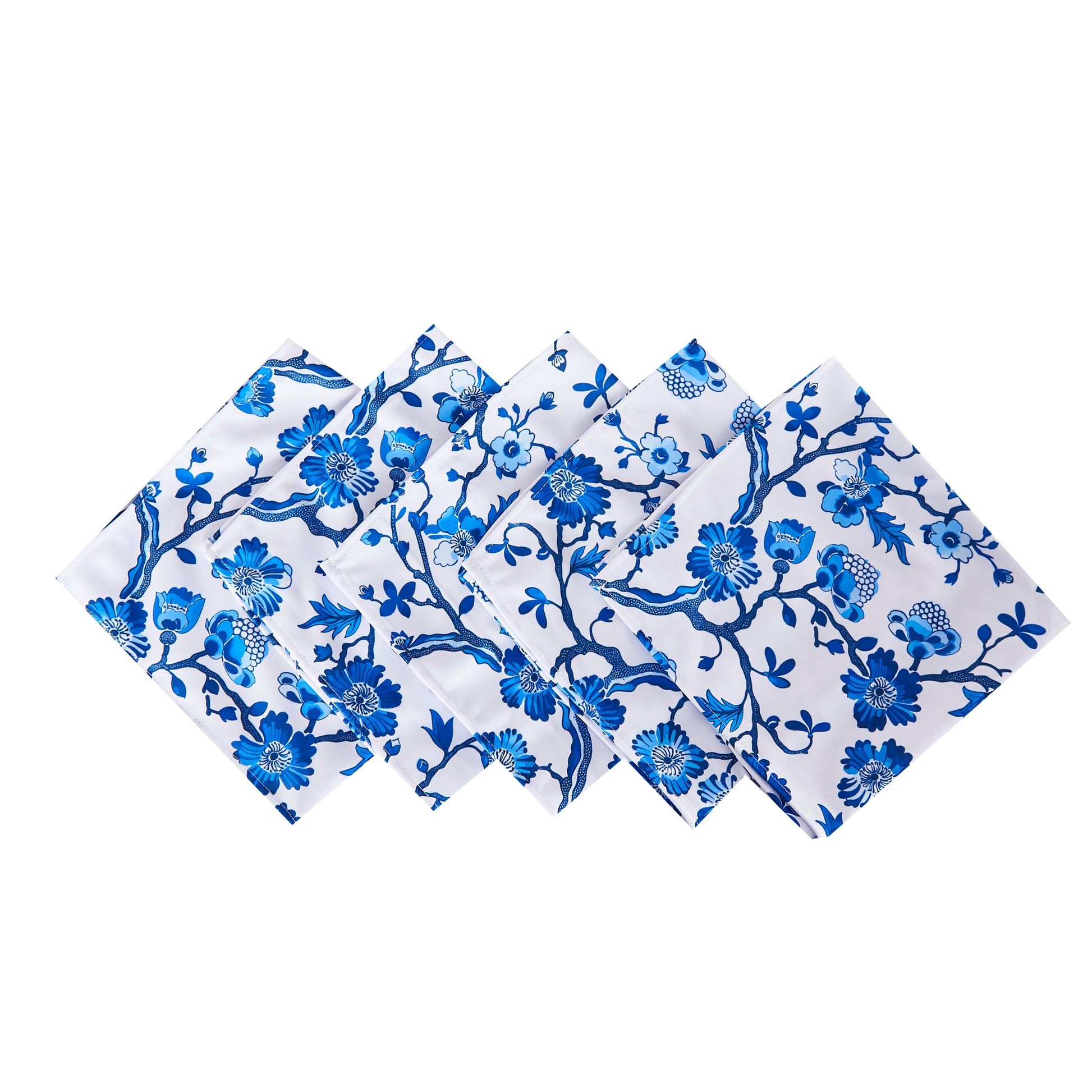 5 pcs/pk Chinoiserie Floral Scuba Napkin - Blue
