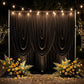 Cascade Swag Drape Panel 6.5ft x 5ft Black outdoor with hanging lights