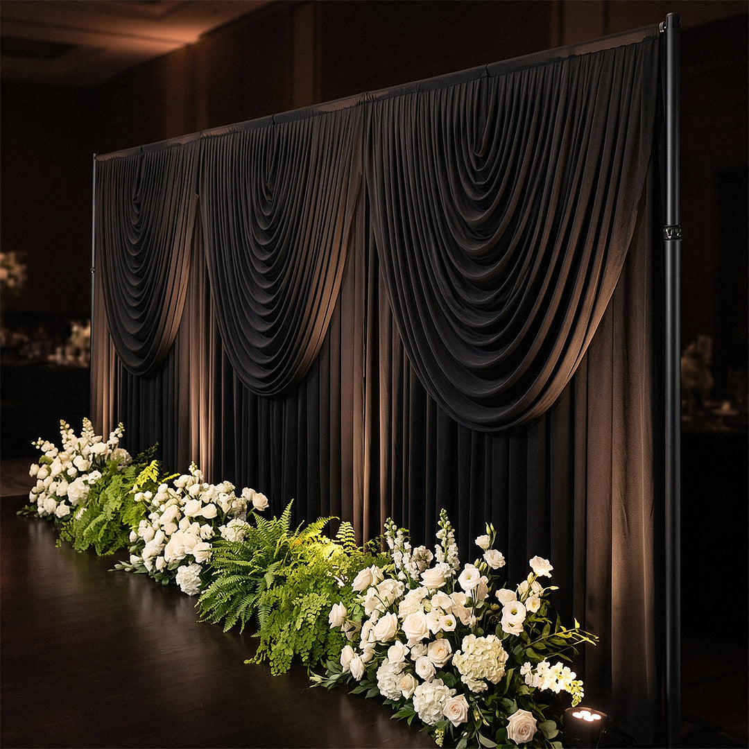 Cascade Swag Drape Panel 6.5ft x 5ft Black angled view