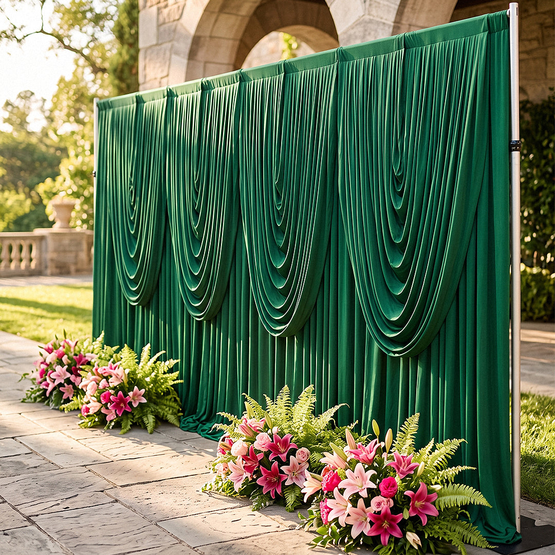 Cascade Swag Drape Panel 6.5ft x 5ft - Emerald Green - CV Linens
