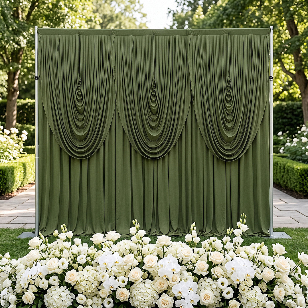 Cascade Swag Drape Panel 6.5ft x 5ft Willow Green - Outdoor Wedding Backdrop