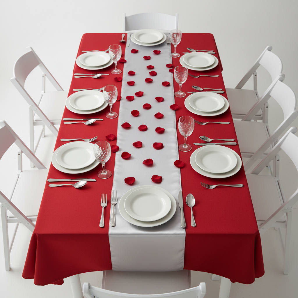 60"x102" Rectangular Premium Polyester Tablecloth - Red