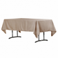 60"x102" Rectangular Premium Polyester Tablecloth Taupe angled view
