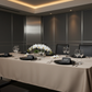 60"x102" Rectangular Premium Polyester Tablecloth - Taupe for a dinner table 