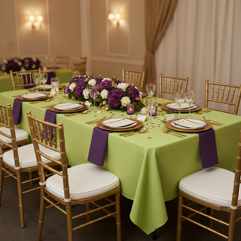 60"x120" Rectangular Premium Polyester Tablecloth - Apple Green