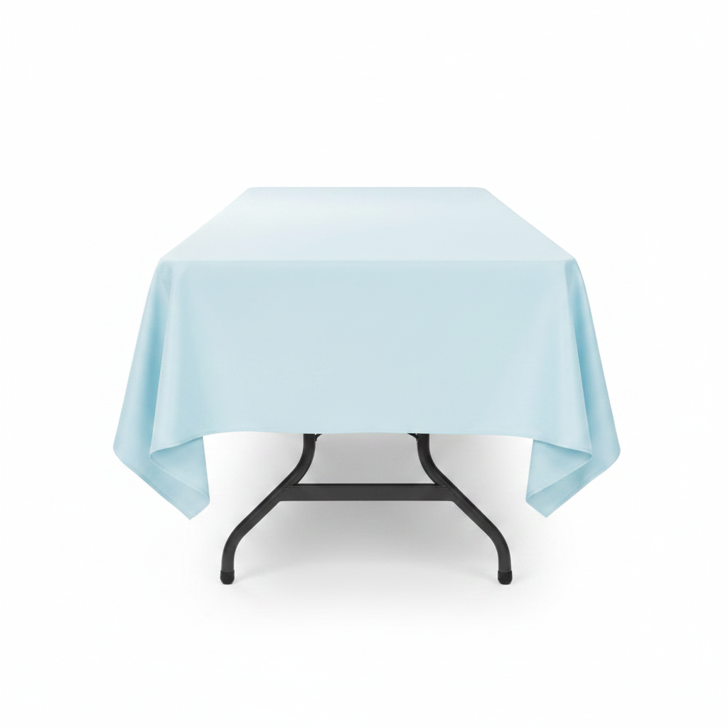 60"x120" Rectangular Premium Polyester Tablecloth - Baby Blue front view