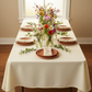 60"x120" Rectangular Premium Polyester Tablecloth - Light Ivory/Off White with rustic dinner plate | white napkin |