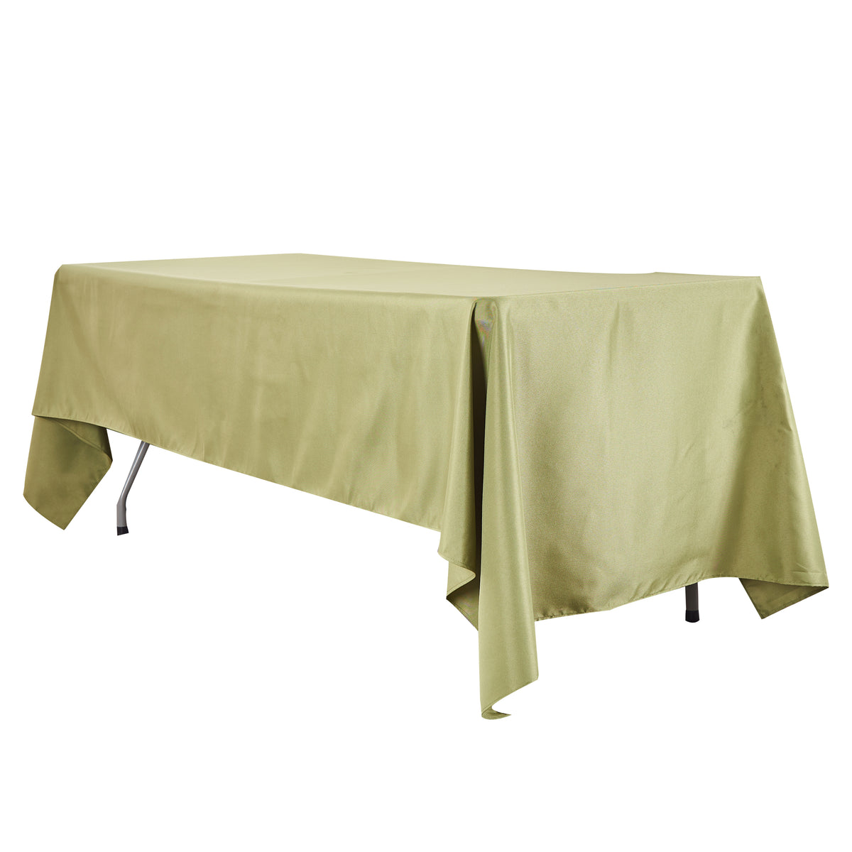 60"x120" Rectangular Premium Polyester Tablecloth Moss Green angled view