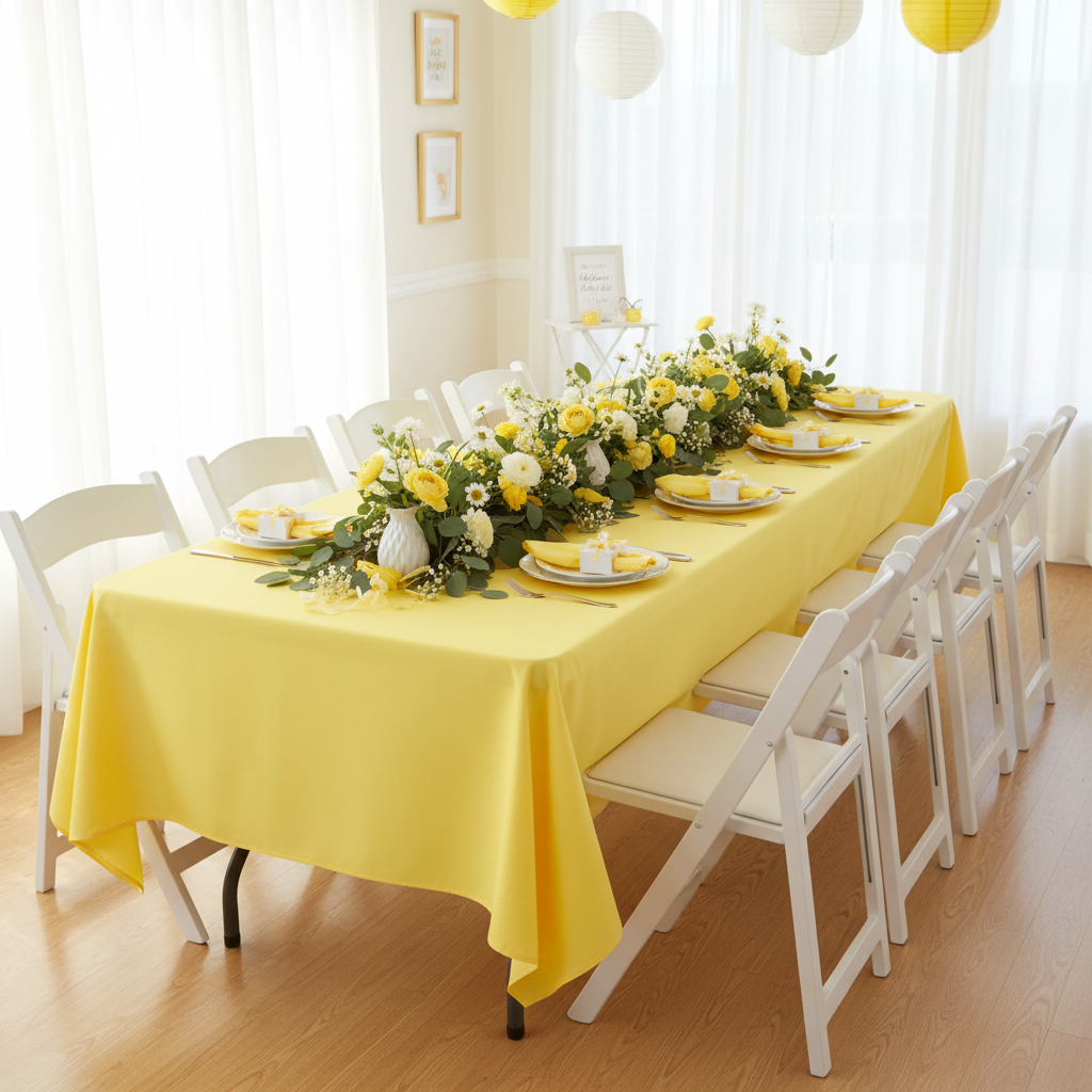 60"x120" Rectangular Premium Polyester Tablecloth - Yellow