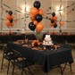 60"x120" Rectangular Premium Polyester Tablecloth - Black in Basketball Birthday Reception.