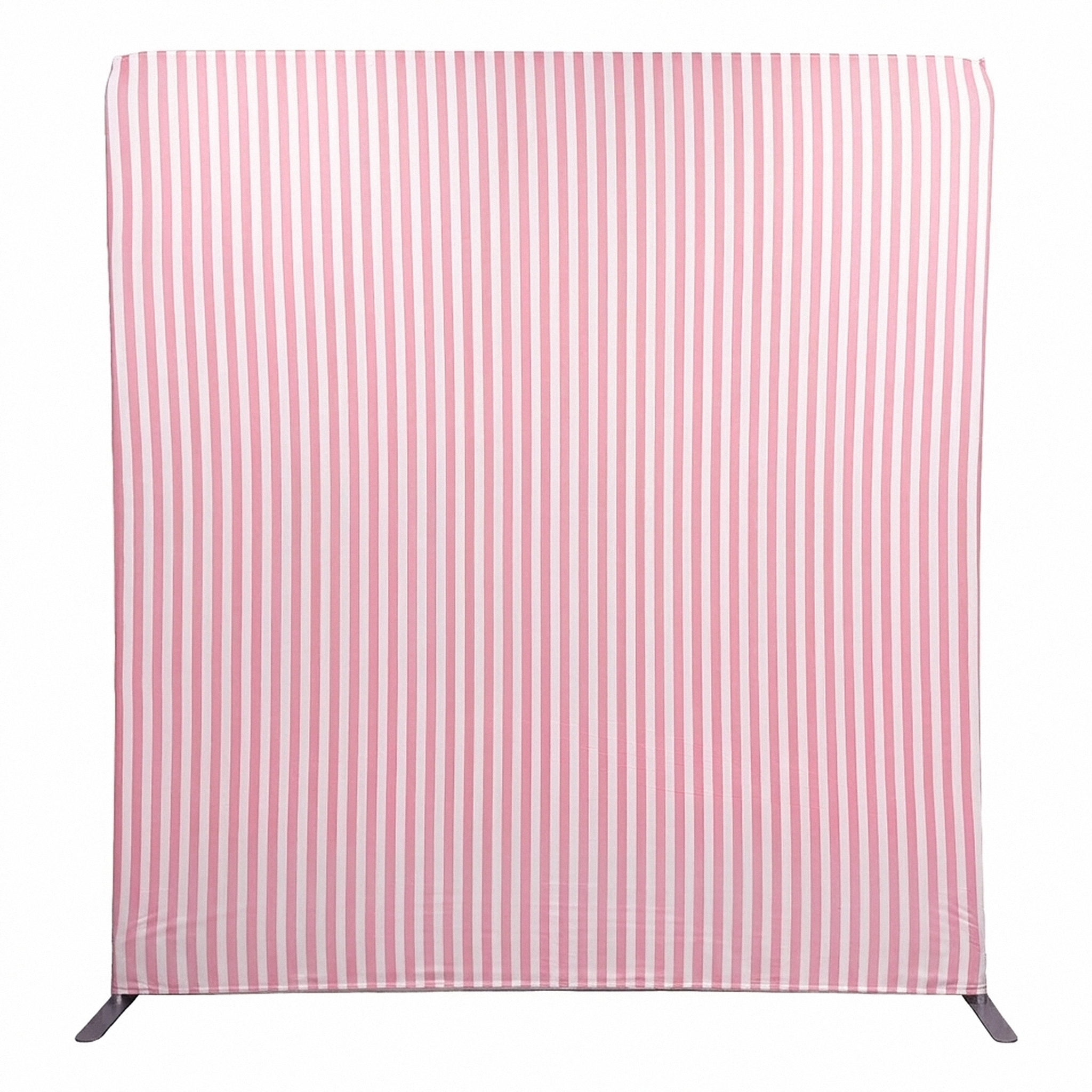 8ft x 8ft Striped Spandex Slip-on Backdrop Cover Pastel Pink - CV Linens