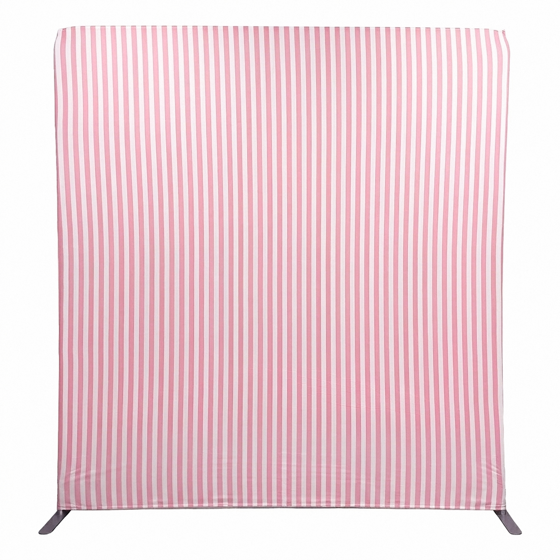 8ft x 8ft Striped Spandex Slip-on Backdrop Cover Pastel Pink - CV Linens