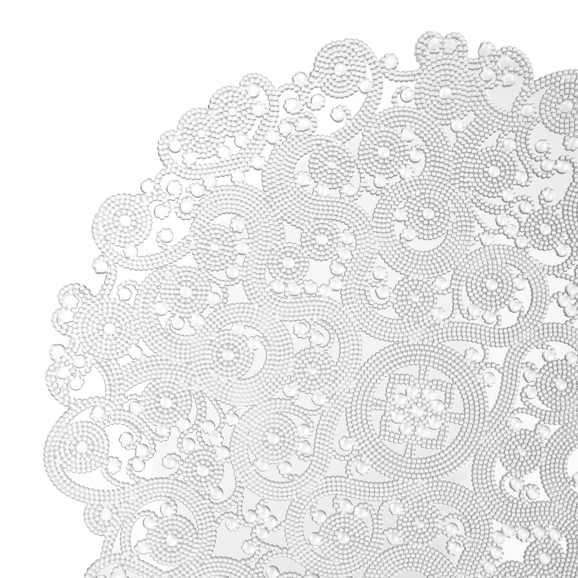8 pc/set Filigree Acrylic Charger Plate Clear edge details close up