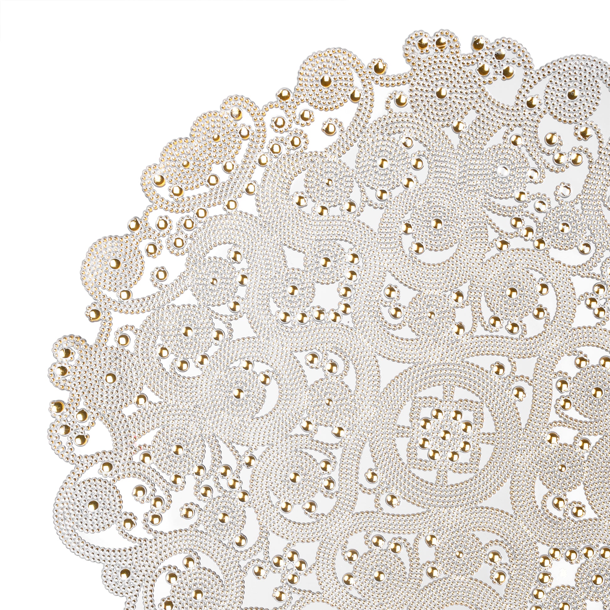 close up of the Filigree Acrylic Charger Plate Gold