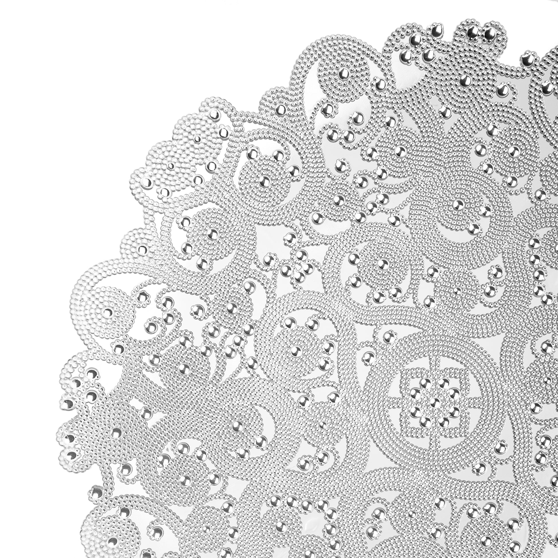 8 pc/set Filigree Acrylic Charger Plate  Silver clsoe up