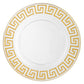 8 pc/set Greek Key Acrylic Charger Plate Clear Gold Trim full view
