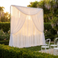 8ft x 8ft Aluminum Pillowcase Photobooth Backdrop Stand outdoor with sheer voile drapes and Led hanging lights