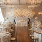 wedding reception with 9.5ft Cherry Blossom Tree Backdrop Frame Stand - White
