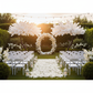 outdoor wedding ceremony with 9.5ft Cherry Blossom Tree Backdrop Frame Stand - White