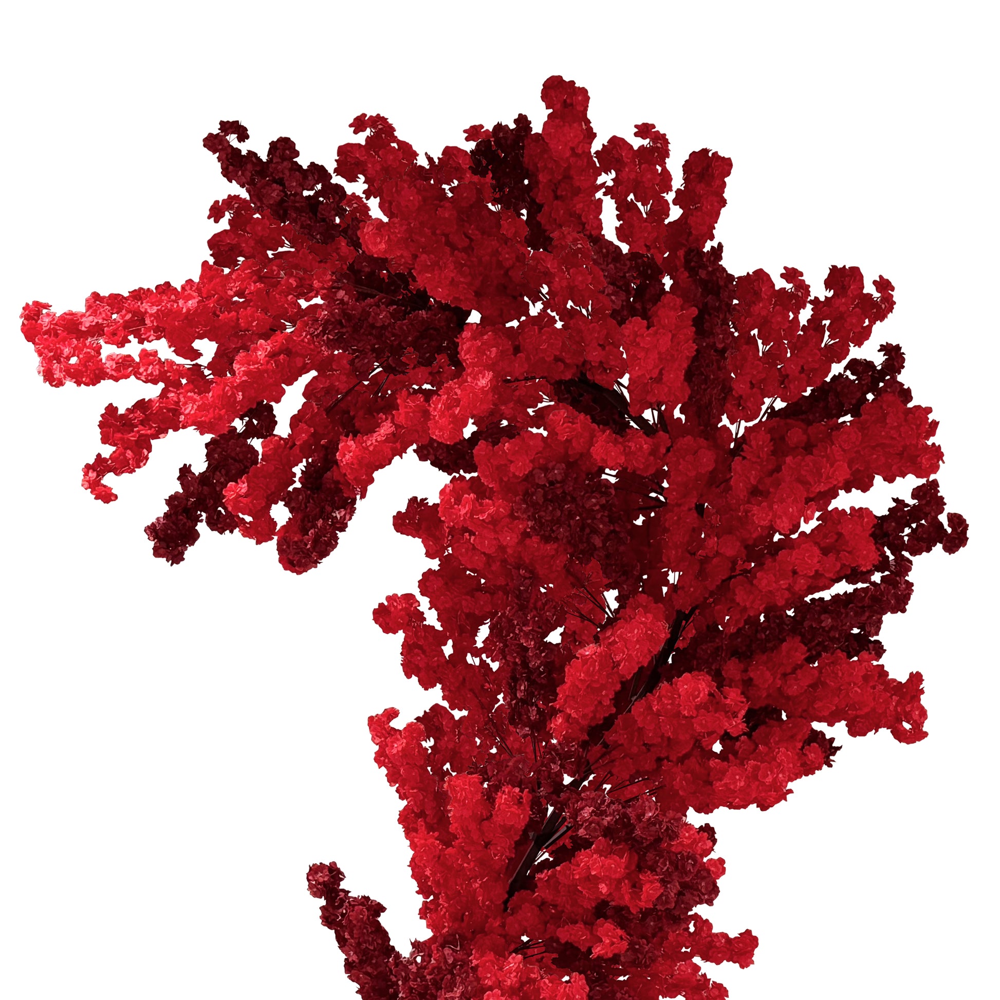 close up of the cherry blossoms on the 9.5ft Heart Shaped Cherry Blossom Wedding Arch Backdrop (2pc/set) Red