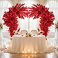 9.5ft Heart Shaped Cherry Blossom Wedding Arch Backdrop (2pc/set) - Red behind sweetheart table with candles