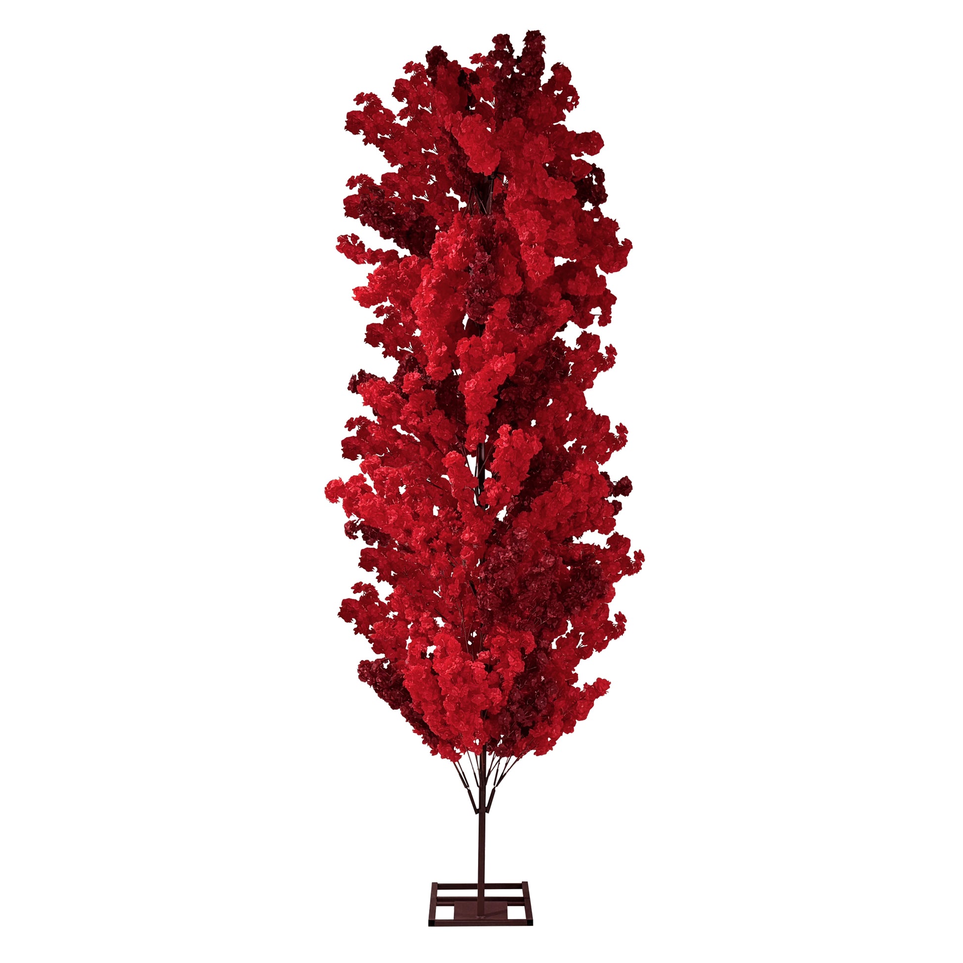 side view of the 9.5ft Heart Shaped Cherry Blossom Wedding Arch Backdrop (2pc/set) Red
