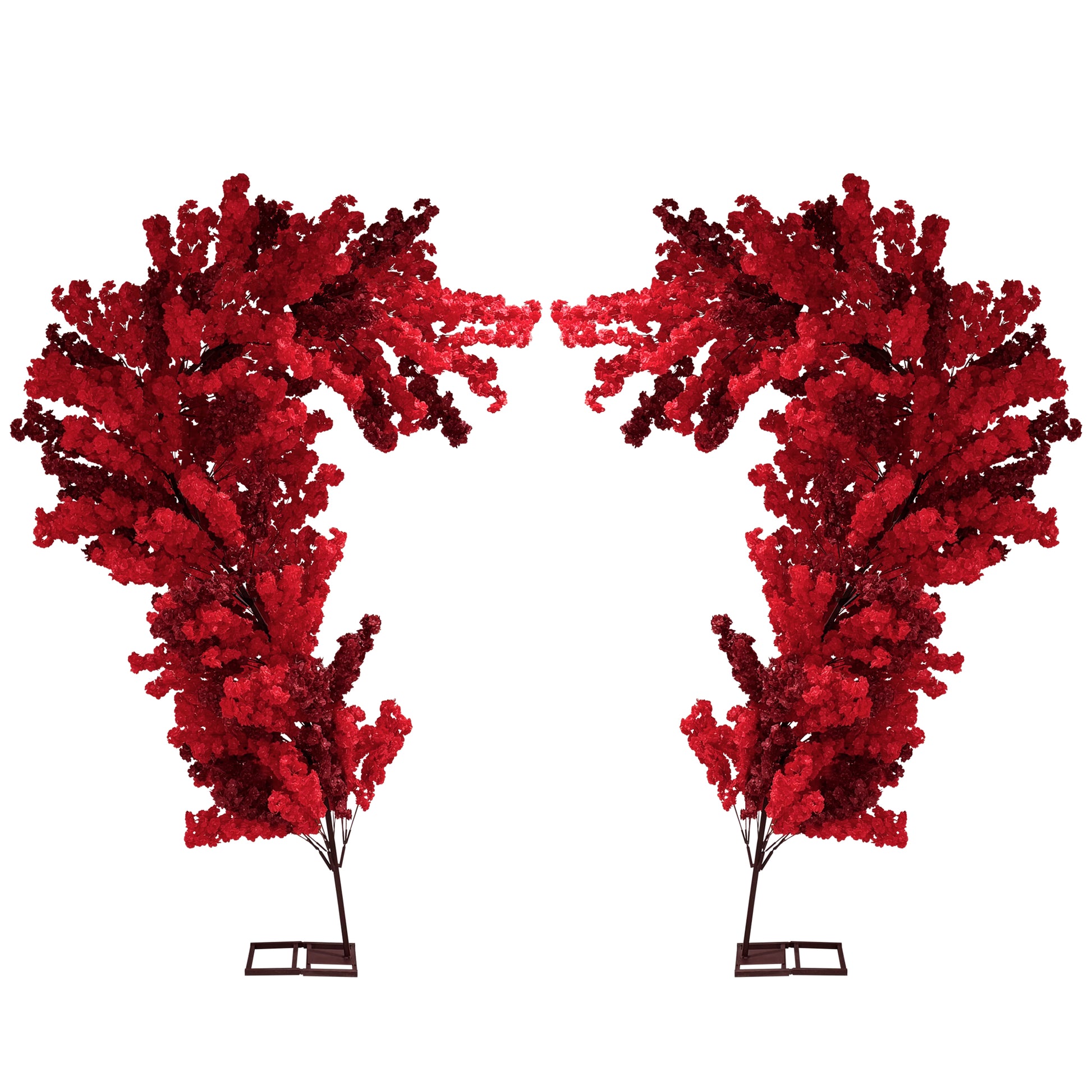 9.5ft Heart Shaped Cherry Blossom Wedding Arch Backdrop (2pc/set) - Red