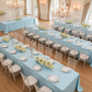 birthday reception with 90"x132" Rectangular Oblong Premium Polyester Tablecloth - Baby Blue