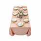 top view baby shower setup with 90"x132" Rectangular Oblong Premium Polyester Tablecloth - Blush/Rose Gold