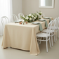 90"x132" Rectangular Oblong Premium Polyester Tablecloth - Nude | chairs | napkin | dinner plate |