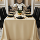 90"x132" Rectangular Oblong Premium Polyester Tablecloth - Nude | chairs | napkin | dinner plate |