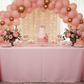 indoor baby shower with 90"x132" Rectangular Oblong Premium Polyester Tablecloth - Pink