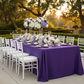90"x132" Rectangular Oblong Premium Polyester Tablecloth - Purple in Outdoor Reception.
