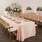 90"x156" Rectangular Oblong Premium Polyester Tablecloth - Blush/Rose Gold | charger plate | napkin | wine goblets 