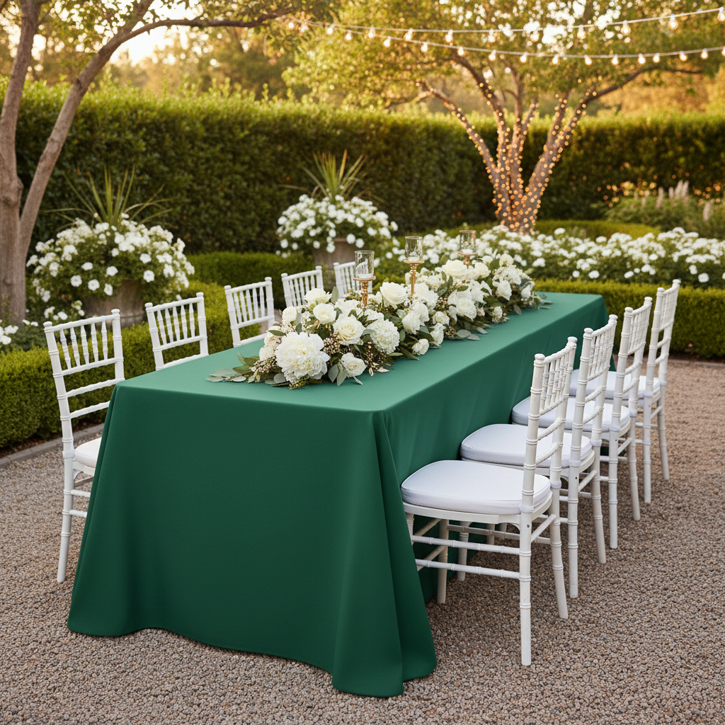 90"x156" Rectangular Oblong Premium Polyester Tablecloth - Forest Green