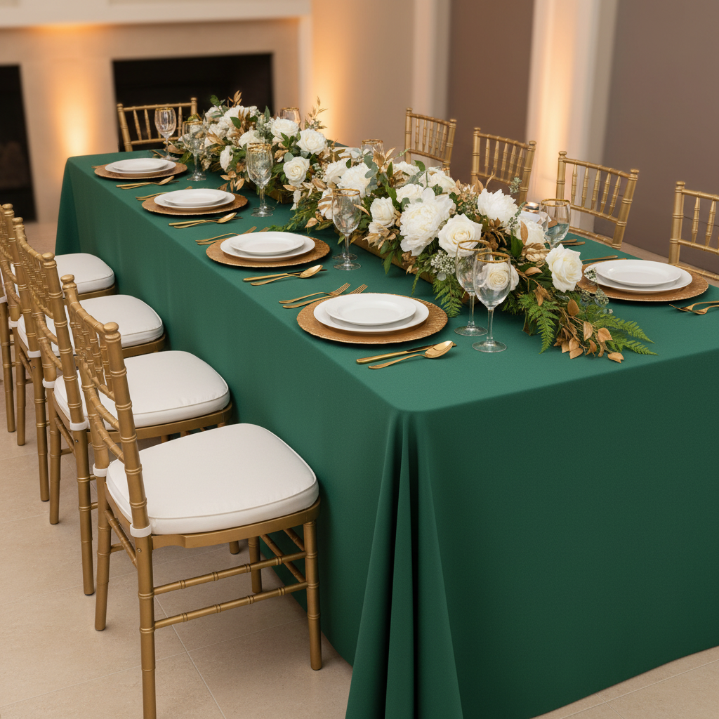 90"x156" Rectangular Oblong Premium Polyester Tablecloth - Forest Green