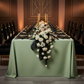 corporate dinner setup with 90"x156" Rectangular Oblong Premium Polyester Tablecloth - Sage Green