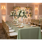 90"x156" Rectangular Satin Tablecloth - Sage Green | charger plate | napkin | wine goblets