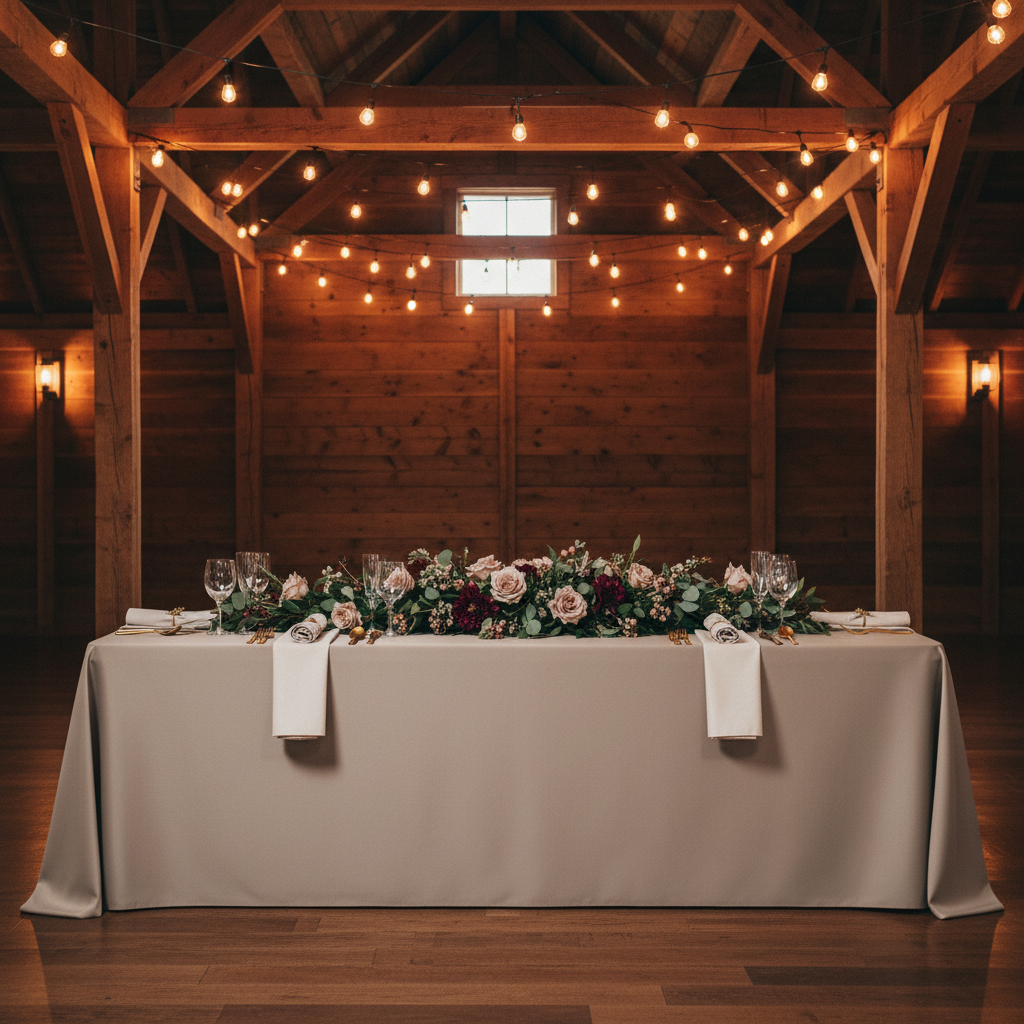 90"x156" Rectangular Oblong Premium Polyester Tablecloth - Taupe for rustic table mock up