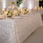 90x156 Petal Circle Taffeta Rectangular Tablecloth White Mockup