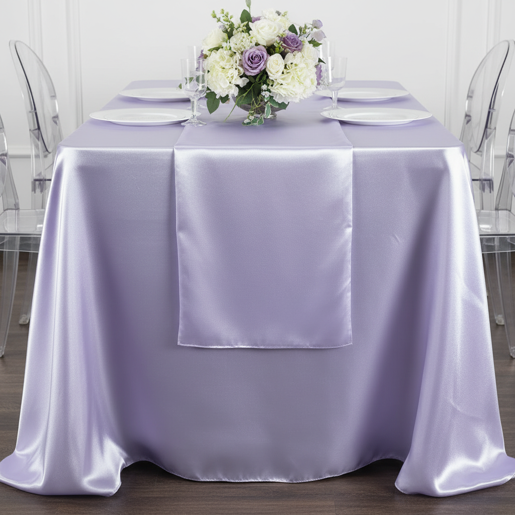 90"x156" Rectangular Satin Tablecloth - Lavender.