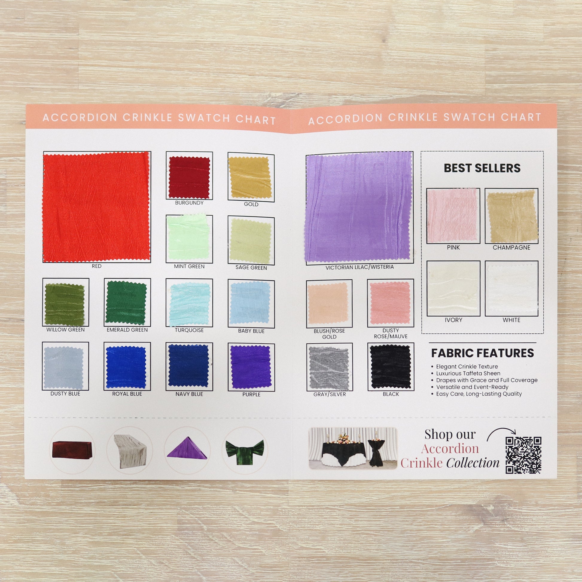 Accordion Swatch Chart open with view of swatches
