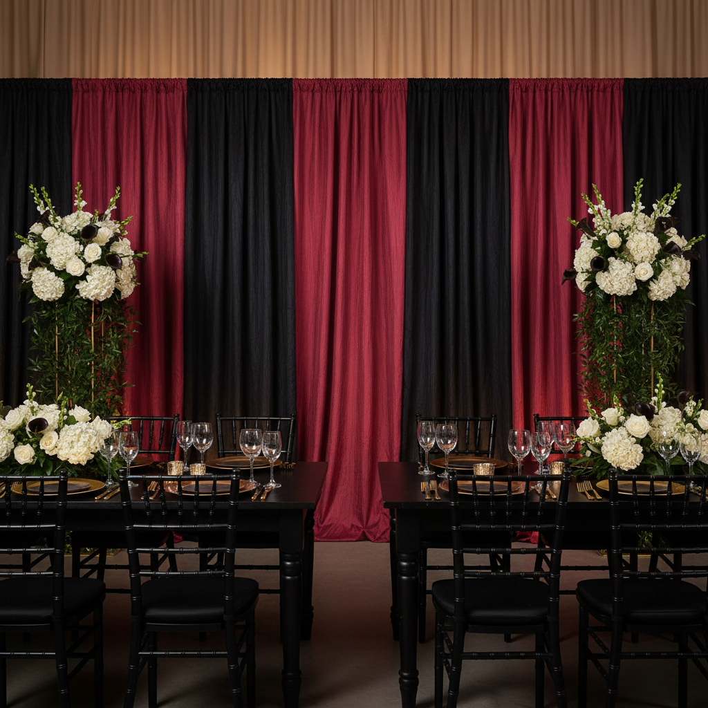 Accordion Crinkle Taffeta 10ft H x 54" W Drape/Backdrop Panel - Burgundy