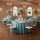 baby shower or wedding reception with Accordion Crinkle Taffeta 120" Round Tablecloth - Baby Blue