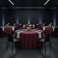 minimalist corporate gala dinner with Accordion Crinkle Taffeta 120" Round Tablecloth - Burgundy