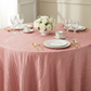 Accordion Crinkle Taffeta 120" Round Tablecloth - Dusty Rose/Mauve | dinner plate | wine goblet 